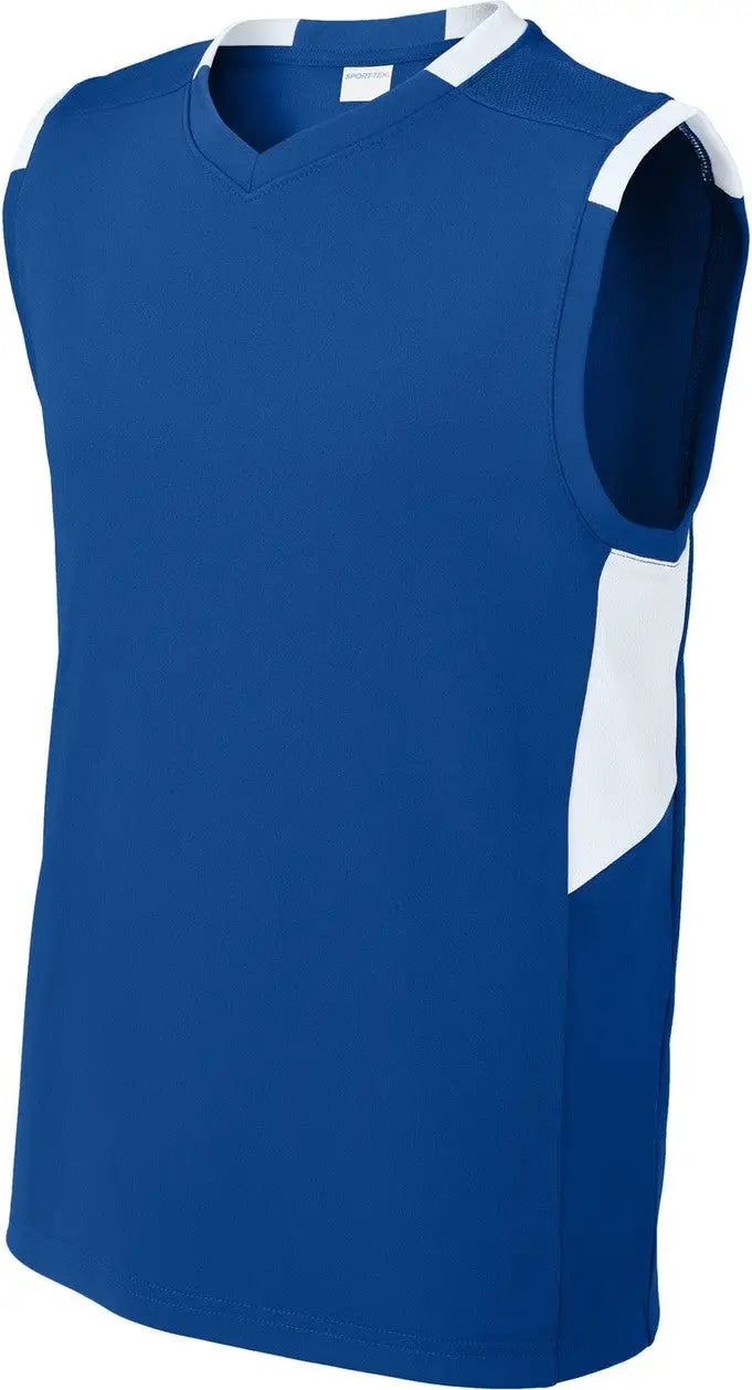 Sport-tek Yst441 Youth Club Sleeveless V-neck - True Royal White
