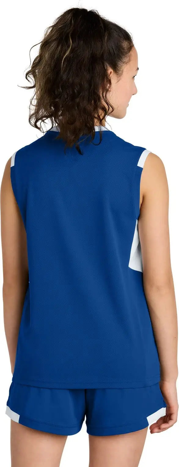 Sport-tek Yst441 Youth Club Sleeveless V-neck - True Royal White