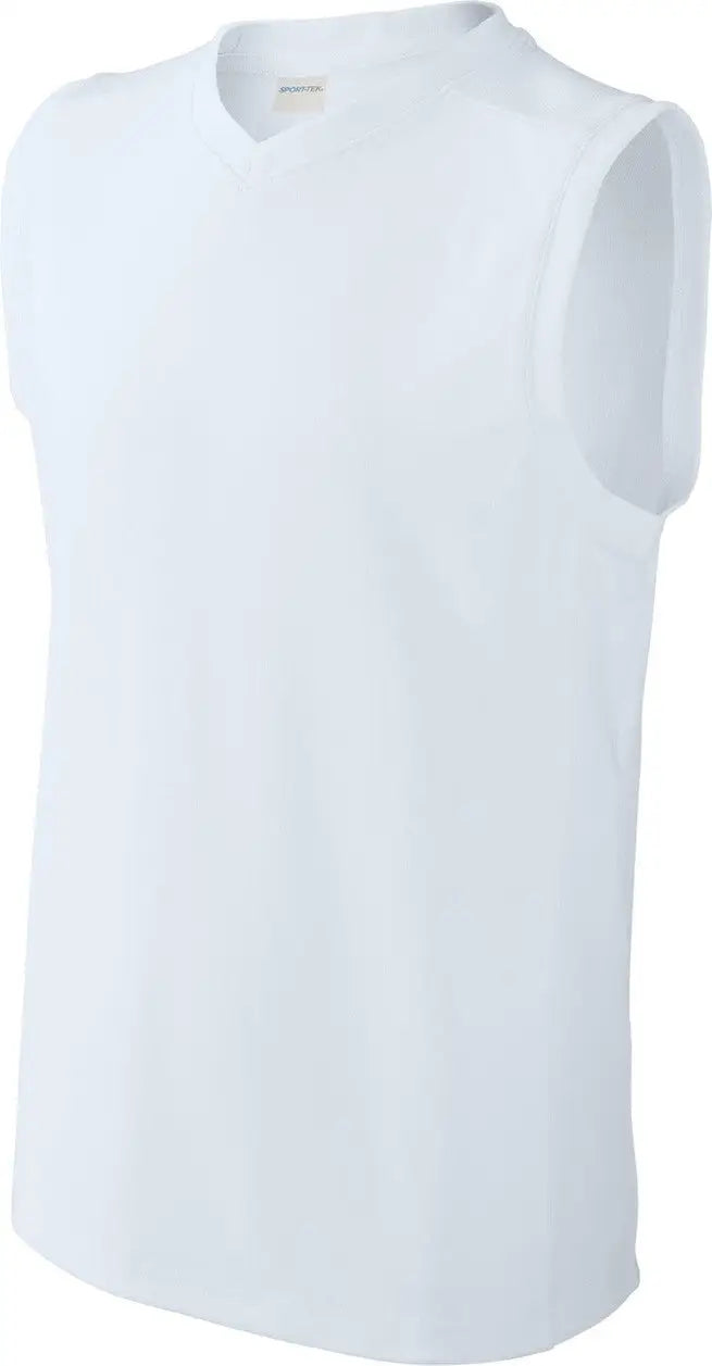 Sport-tek Yst441 Youth Club Sleeveless V-neck - White