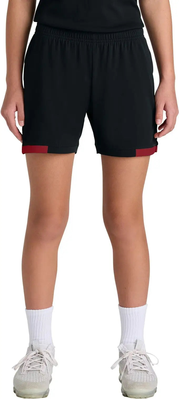 Sport-tek Yst442 Youth Club 5’’ Short - Black Deep Red - Black/ / Xs