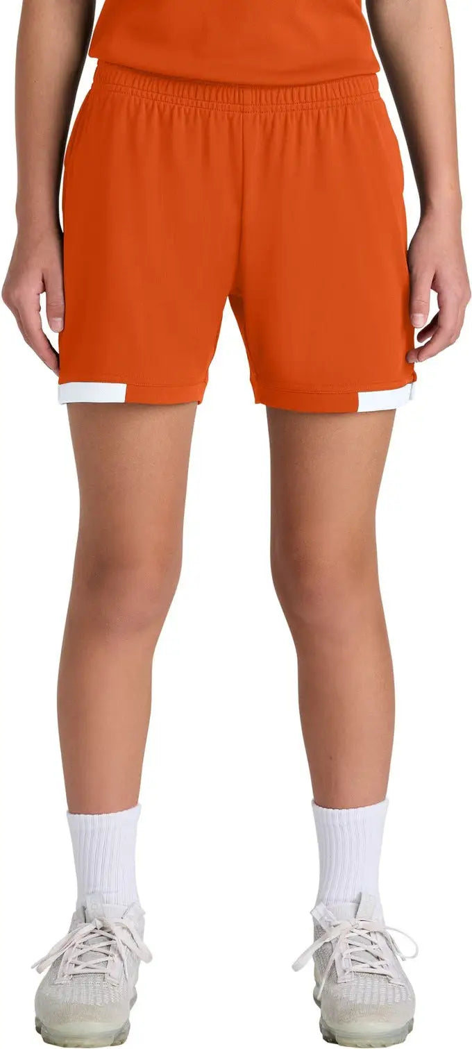 Sport-tek Yst442 Youth Club 5’’ Short - Deep Orange White