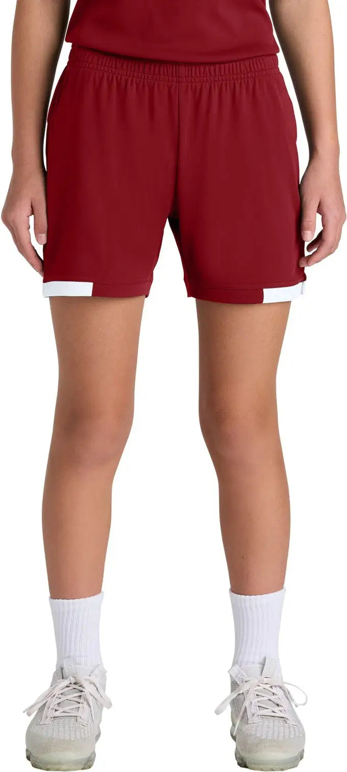 Sport-tek Yst442 Youth Club 5’’ Short - Deep Red White - Red/ / Xs