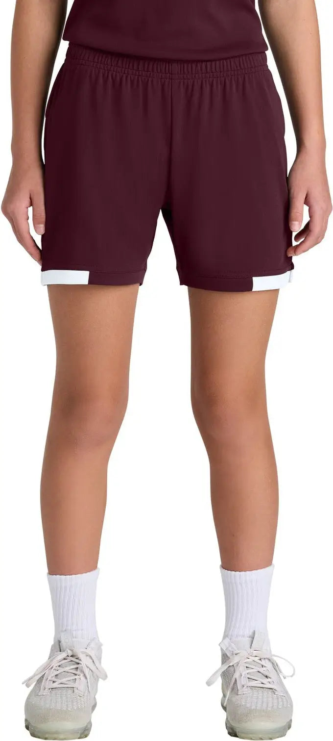 Sport-tek Yst442 Youth Club 5’’ Short - Maroon White