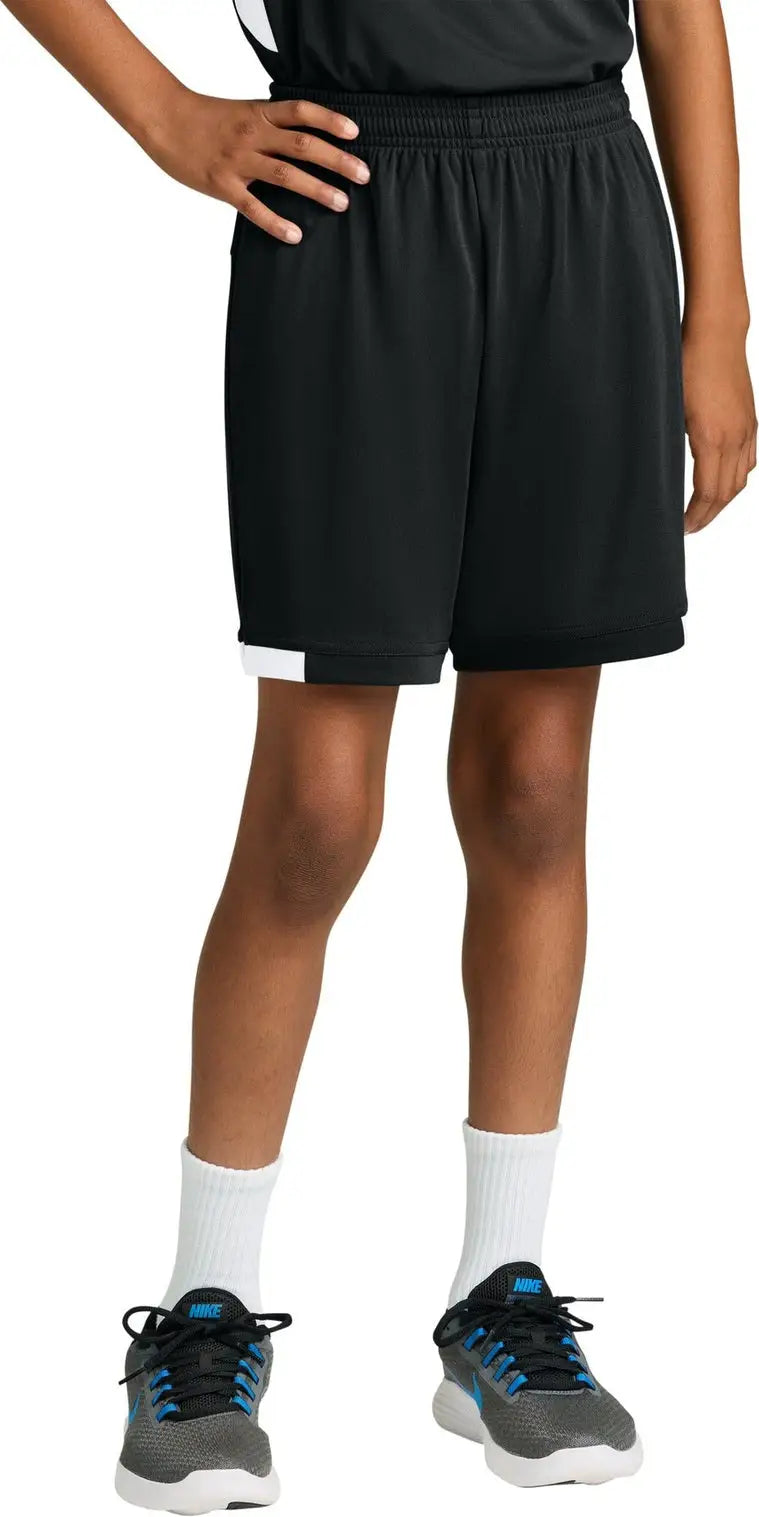 Sport-tek Yst4420 Youth Club 5’’ Short - Black White