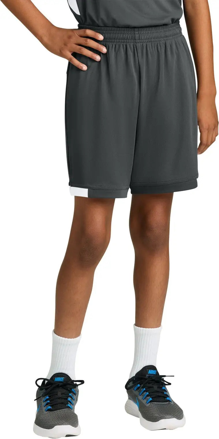 Sport-tek Yst4420 Youth Club 5’’ Short - Iron Gray White