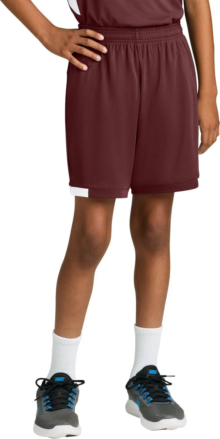 Sport-tek Yst4420 Youth Club 5’’ Short - Maroon White
