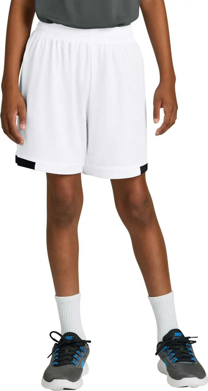 Sport-tek Yst4420 Youth Club 5’’ Short - White Black