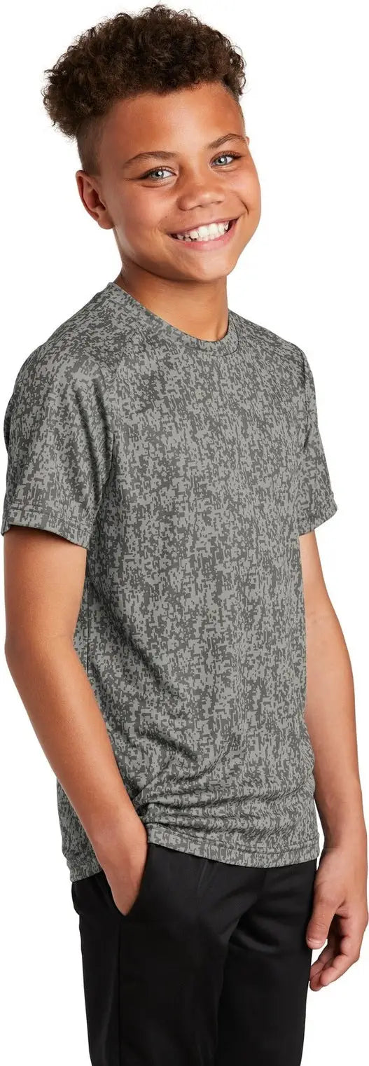 Sport-tek Yst460 Youth Digi Camo Tee - Gray Concrete