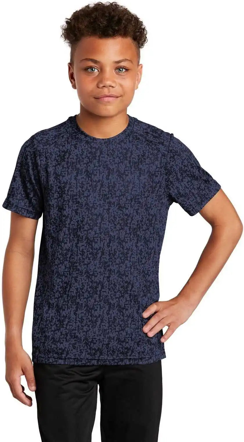 Sport-tek Yst460 Youth Digi Camo Tee - True Navy