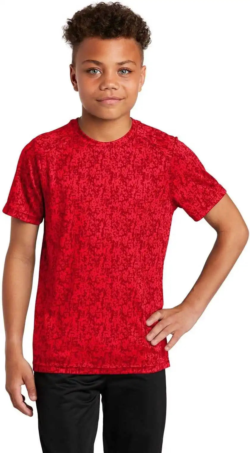 Sport-tek Yst460 Youth Digi Camo Tee - True Red