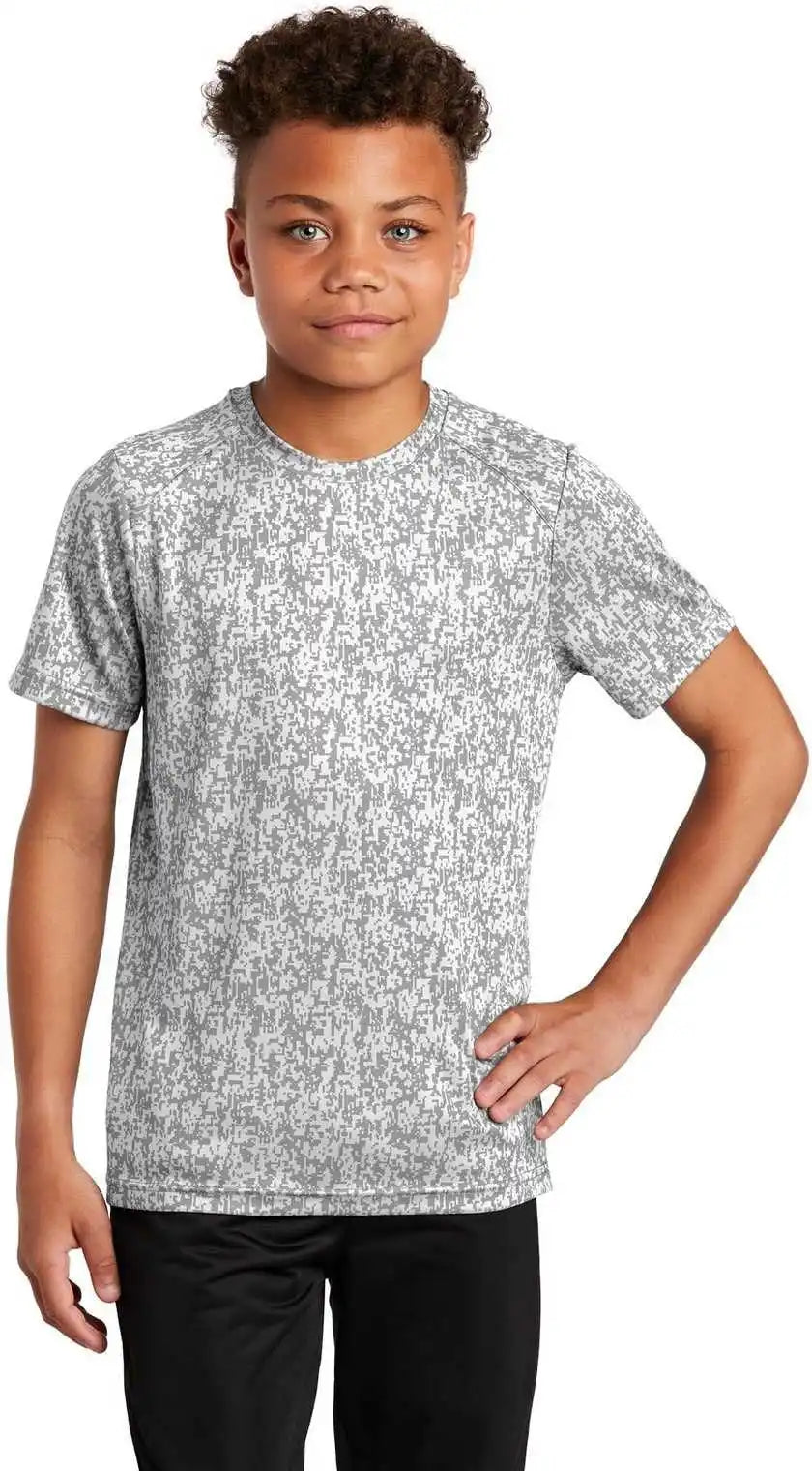 Sport Tek Yst460 Youth Digi Camo Tee White
