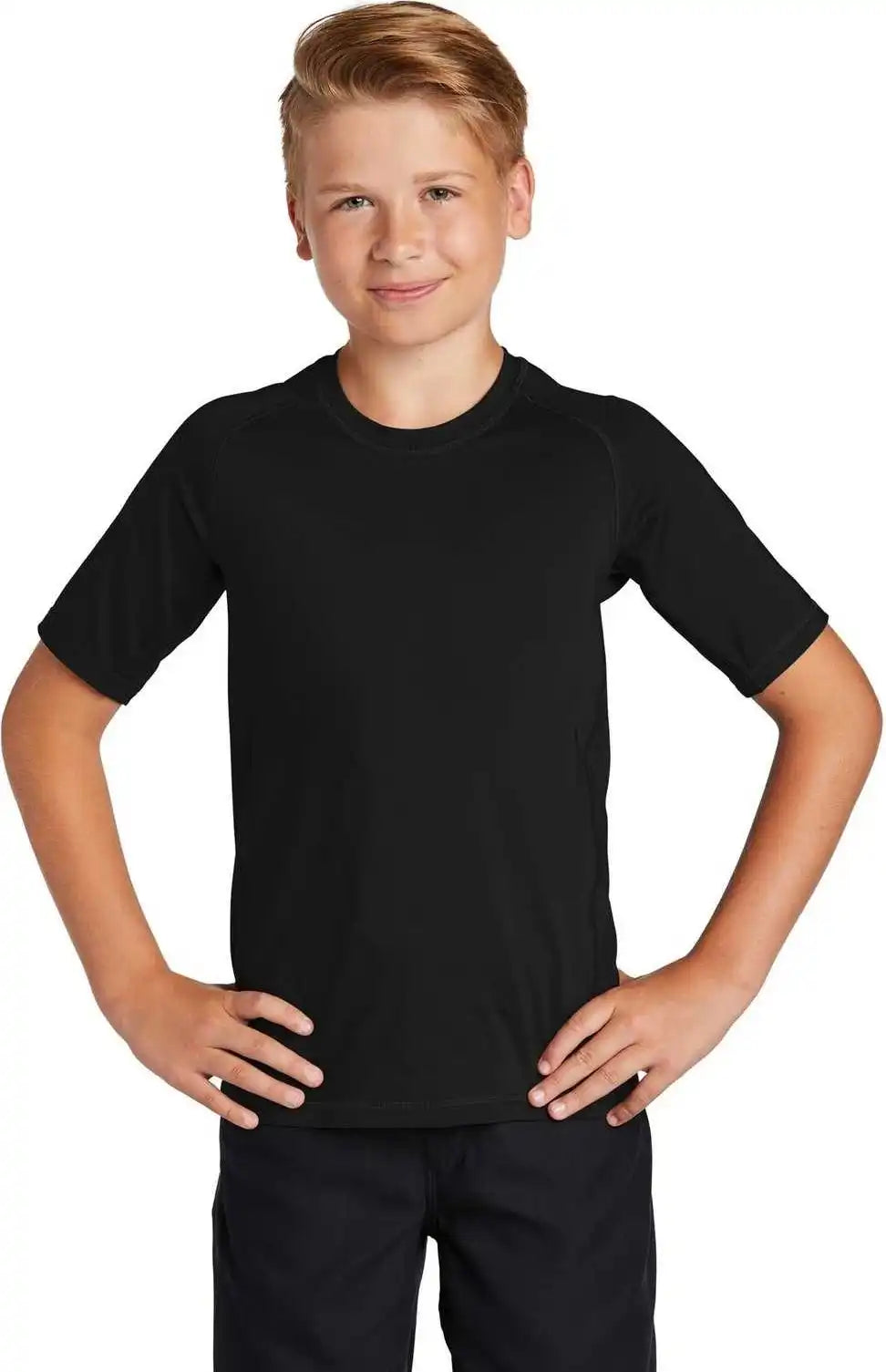 Sport-tek Yst470 Youth Rashguard Tee - Black