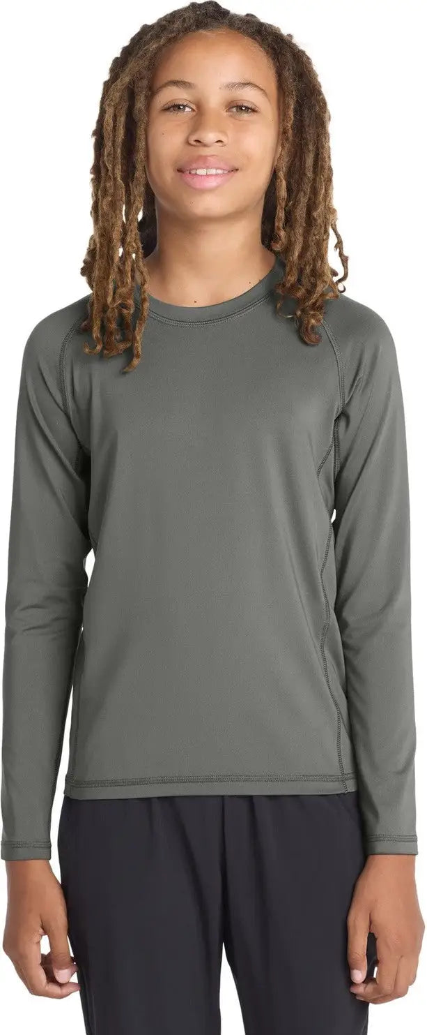 Sport-tek Yst470ls Youth Long Sleeve Rashguard Tee - Dark Smoke Gray