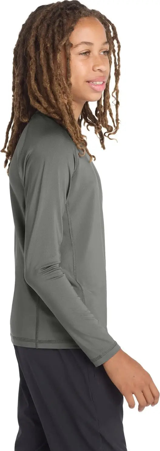 Sport-tek Yst470ls Youth Long Sleeve Rashguard Tee - Dark Smoke Gray