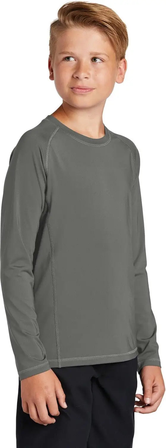 Sport-tek Yst470ls Youth Long Sleeve Rashguard Tee - Dark Smoke Gray
