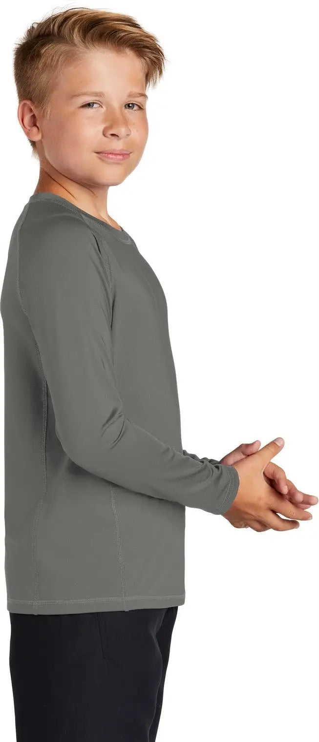 Sport-tek Yst470ls Youth Long Sleeve Rashguard Tee - Dark Smoke Gray