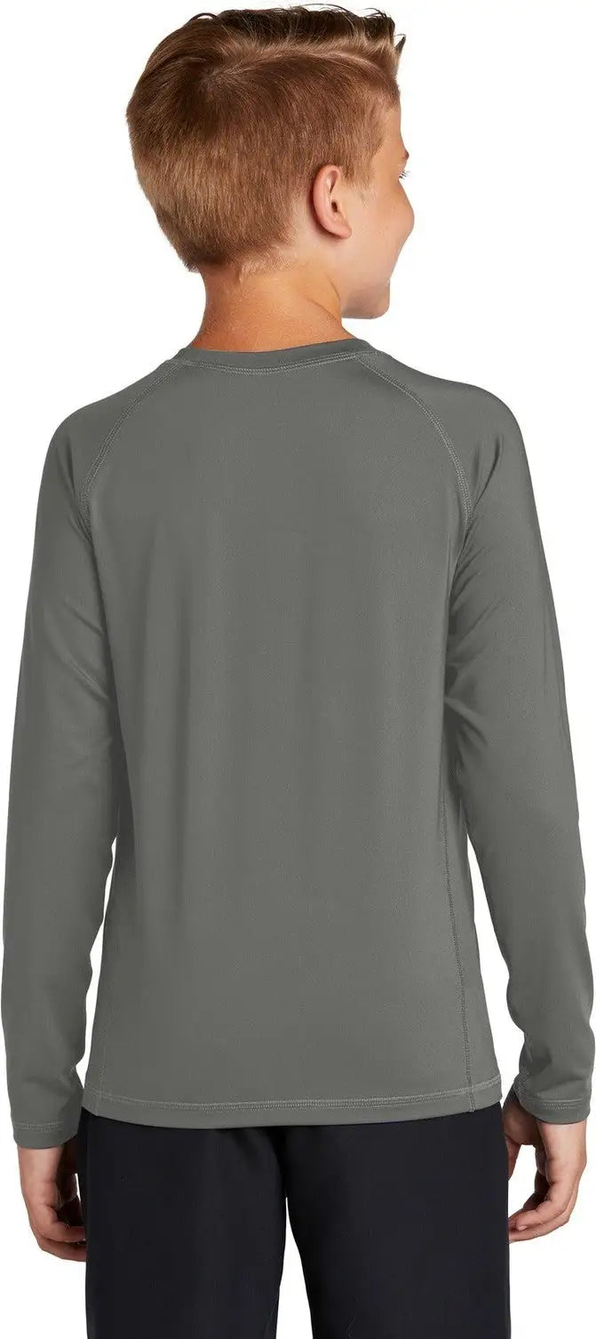 Sport-tek Yst470ls Youth Long Sleeve Rashguard Tee - Dark Smoke Gray