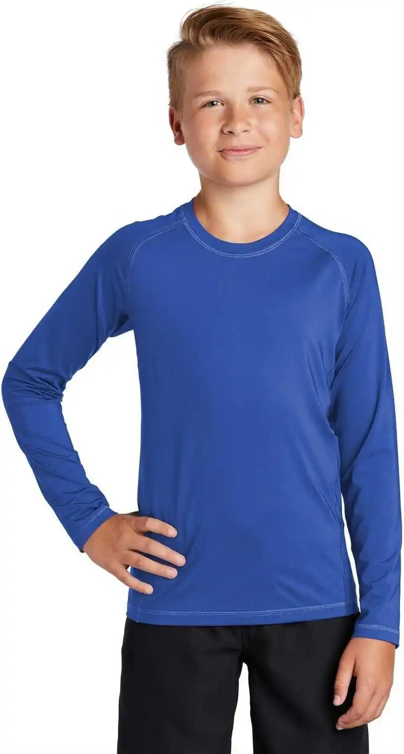 Sport Tek Yst470ls Youth Long Sleeve Rashguard Tee True Royal