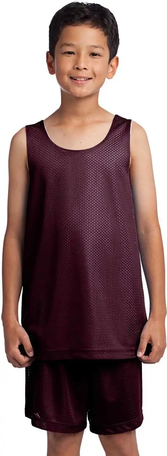 Sport-tek Yst500 Youth Posicharge Classic Mesh Reversible Tank - Maroon