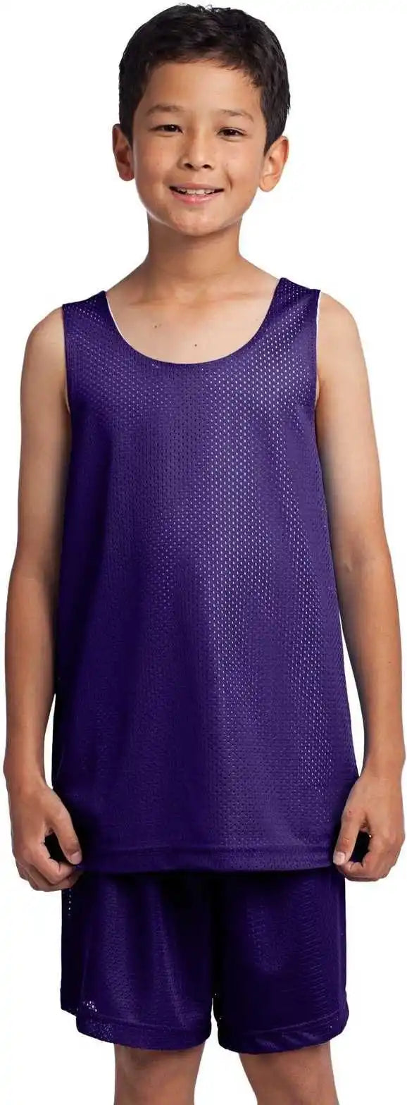 Sport-tek Yst500 Youth Posicharge Classic Mesh Reversible Tank - Purple
