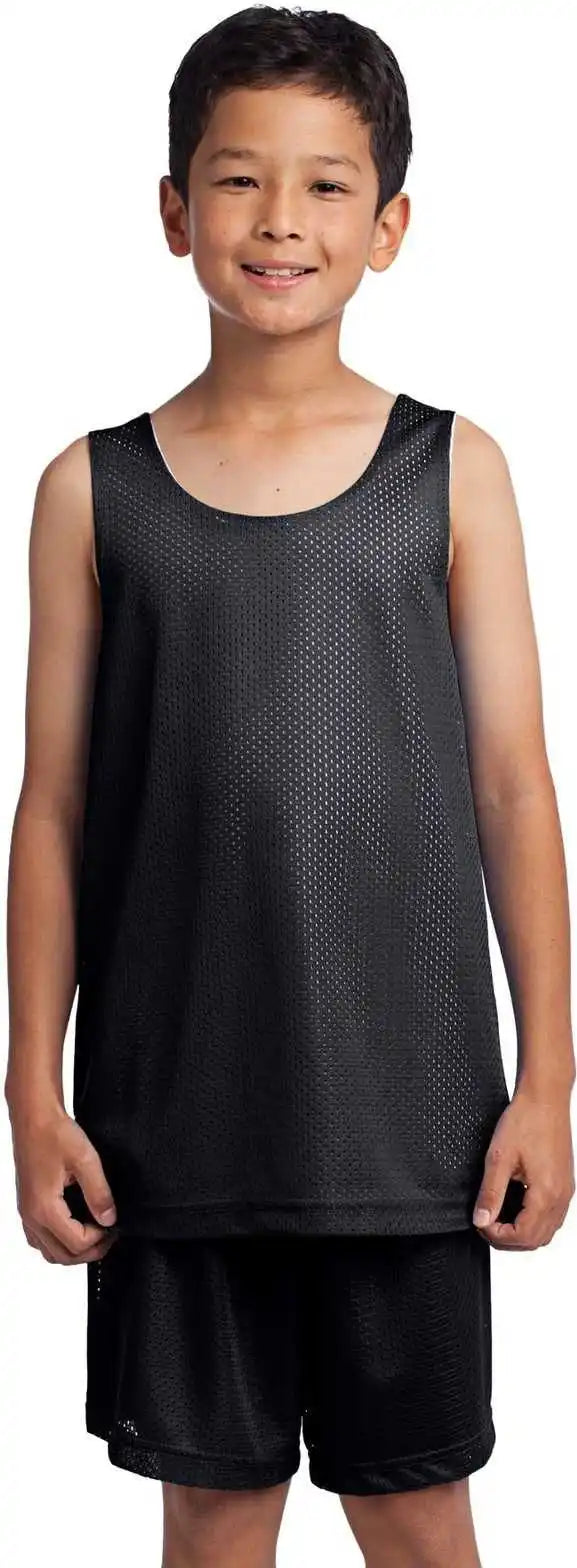 Sport-tek Yst500 Youth Posicharge Classic Mesh Reversible Tank - Black