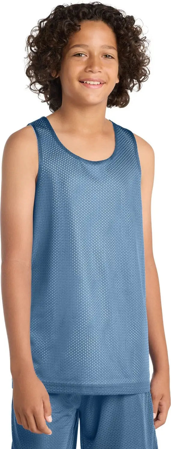Sport-tek Yst500 Youth Posicharge Classic Mesh Reversible Tank - Carolina Blue White - Blue/ / Xs