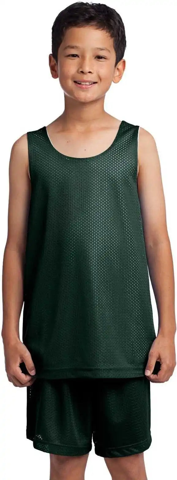 Sport-tek Yst500 Youth Posicharge Classic Mesh Reversible Tank - Forest Green
