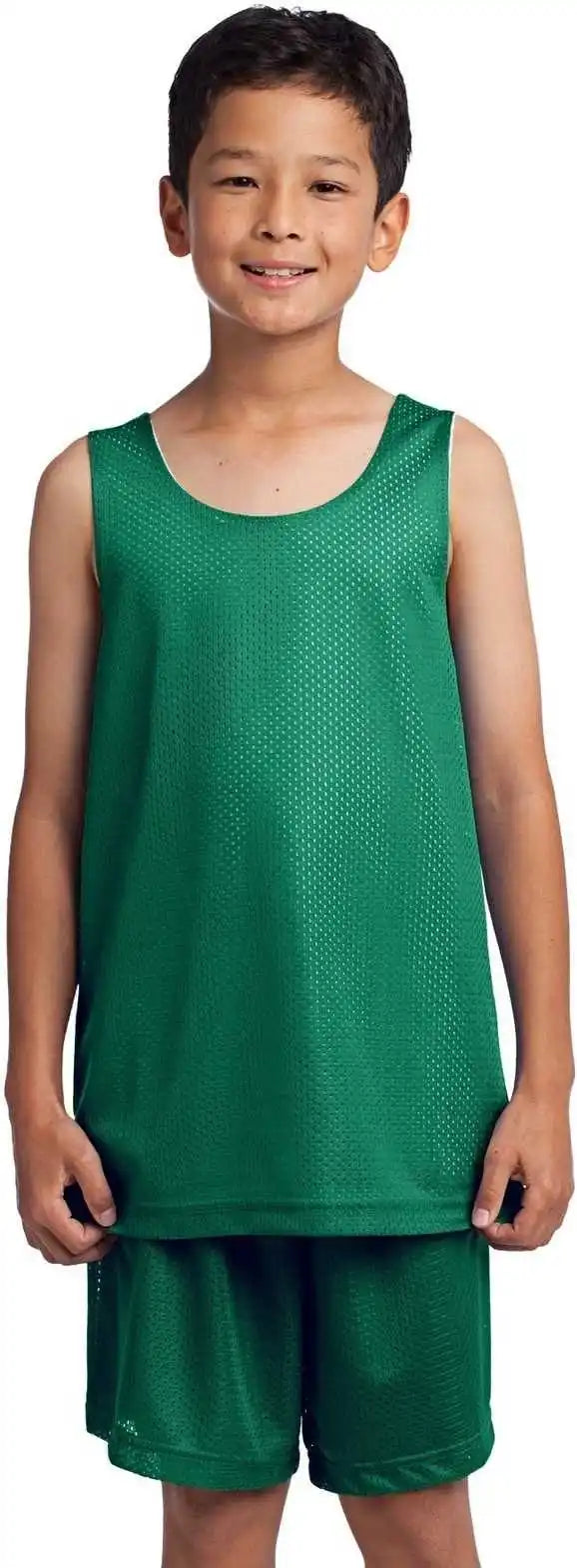 Sport-tek Yst500 Youth Posicharge Classic Mesh Reversible Tank - Kelly Green
