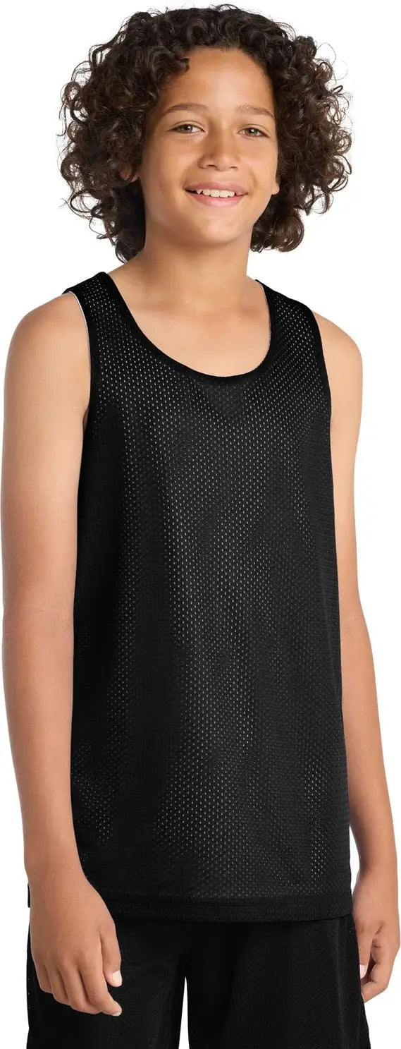 Sport-tek Yst500 Youth Posicharge Classic Mesh Reversible Tank - Black White - Black/ / Xs