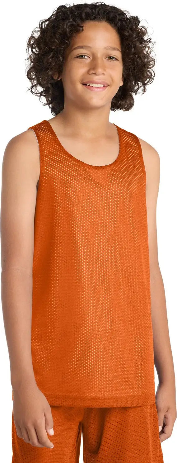 Sport-tek Yst500 Youth Posicharge Classic Mesh Reversible Tank - Deep Orange White - Orange/ / Xs