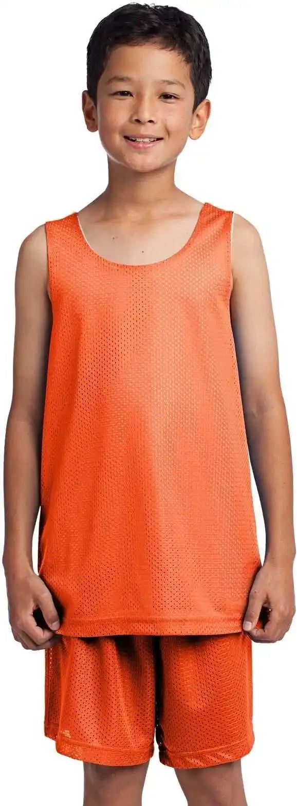 Sport-tek Yst500 Youth Posicharge Classic Mesh Reversible Tank - Deep Orange