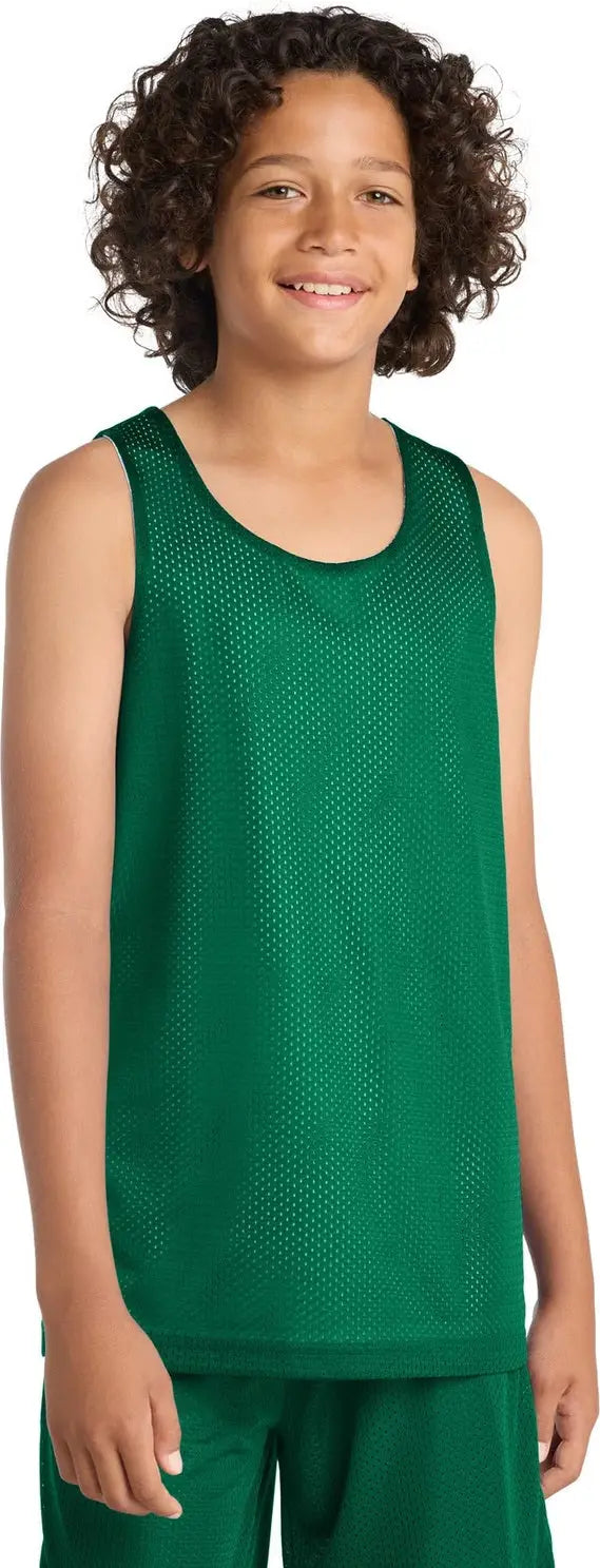 Sport-tek Yst500 Youth Posicharge Classic Mesh Reversible Tank - Kelly Green White - Green/ / Xs