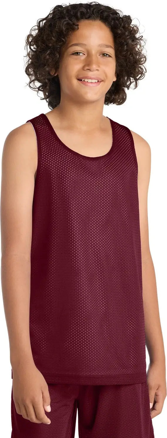 Sport-tek Yst500 Youth Posicharge Classic Mesh Reversible Tank - Maroon White - Maroon/ / Xs