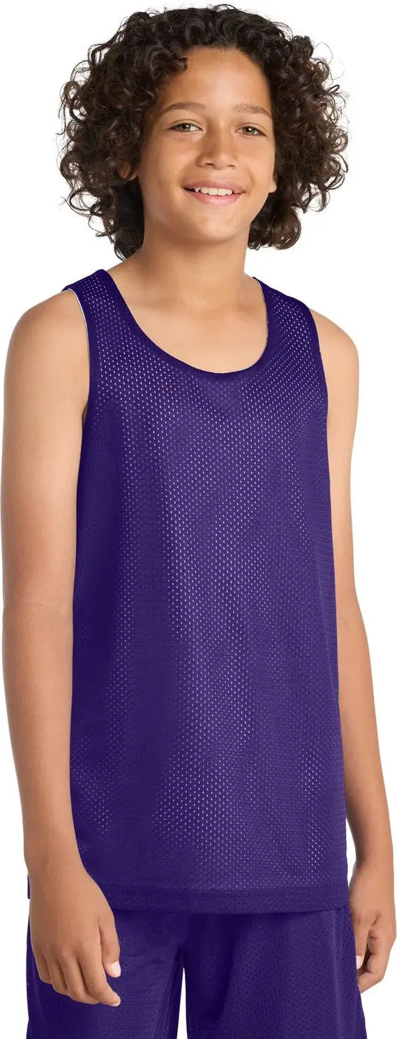 Sport-tek Yst500 Youth Posicharge Classic Mesh Reversible Tank - Purple White - Purple/ / Xs