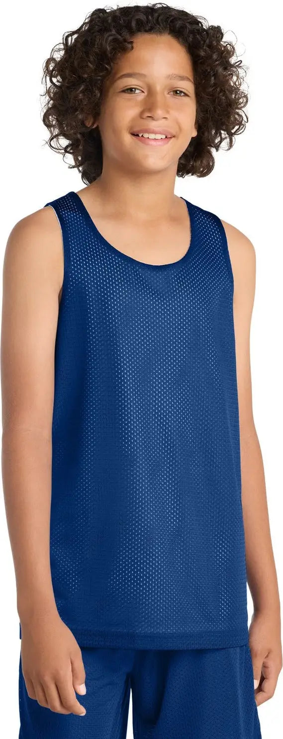 Sport-tek Yst500 Youth Posicharge Classic Mesh Reversible Tank - True Royal White - Royal/ / Xs