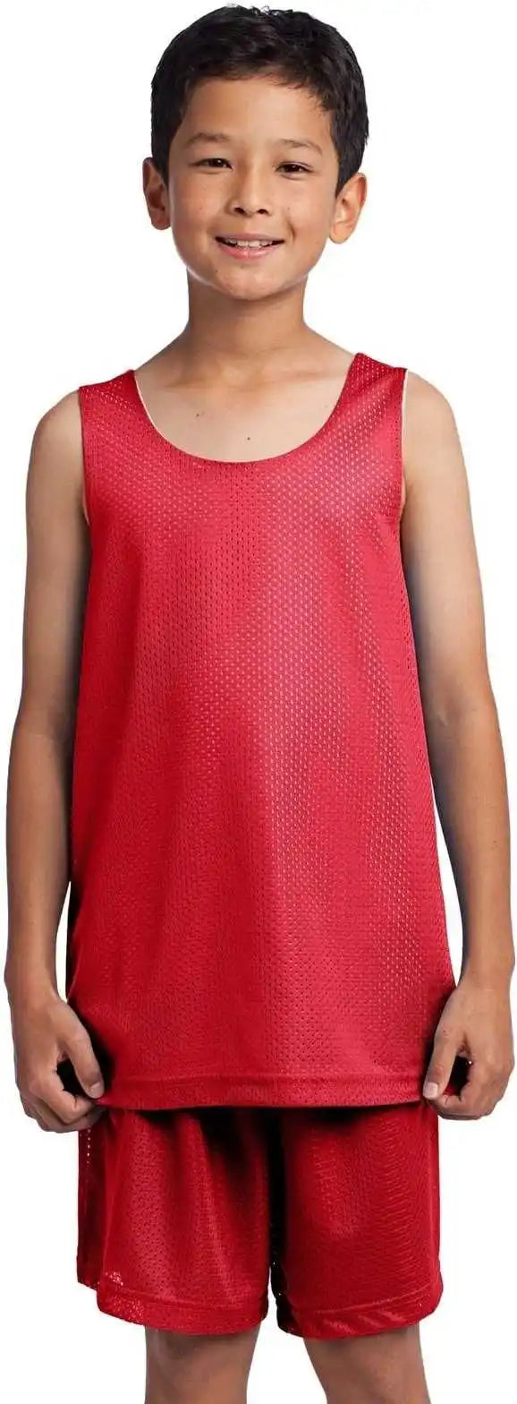 Sport-tek Yst500 Youth Posicharge Classic Mesh Reversible Tank - True Red