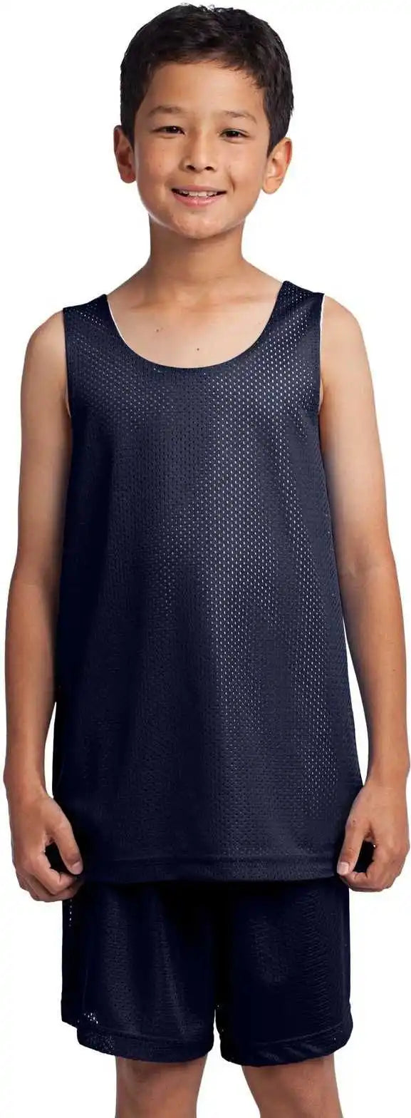Sport-tek Yst500 Youth Posicharge Classic Mesh Reversible Tank - True Navy