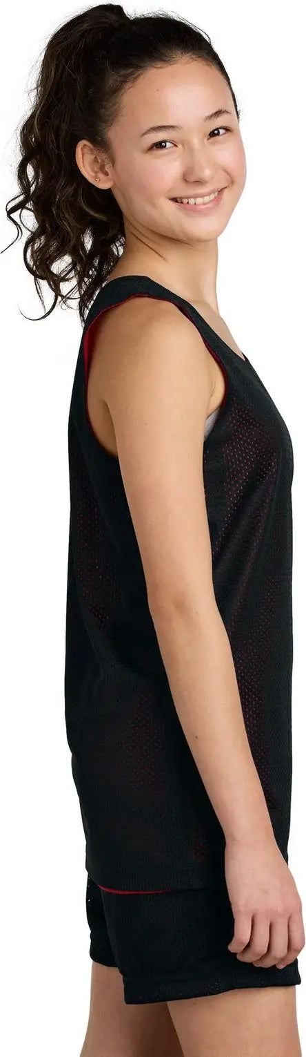 Sport-tek Yst5000 Youth Posicharge Reversible Mesh Tank - Black Deep Red