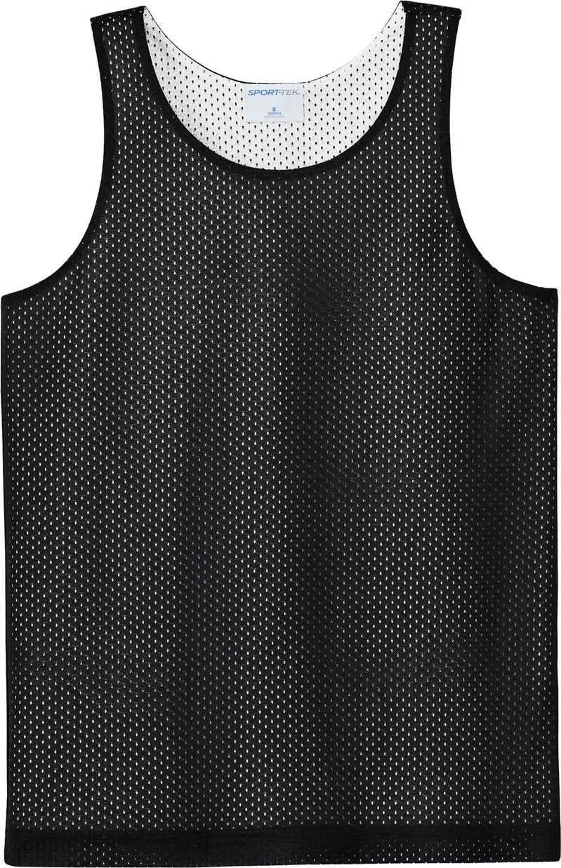 Sport-tek Yst5000 Youth Posicharge Reversible Mesh Tank - Black/ White