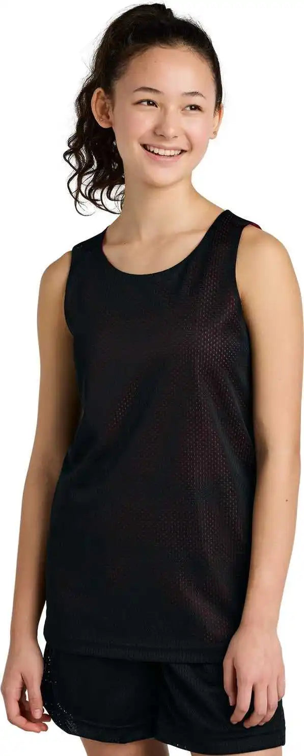 Sport Tek Yst5000 Youth Posicharge Reversible Mesh Tank Blk/dpred