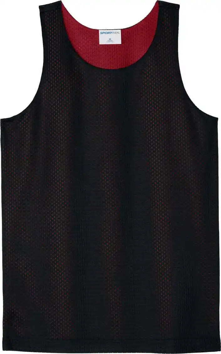 Sport Tek Yst5000 Youth Posicharge Reversible Mesh Tank Blk/dpred