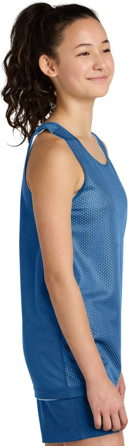 Sport-tek Yst5000 Youth Posicharge Reversible Mesh Tank - Carolina Blue White