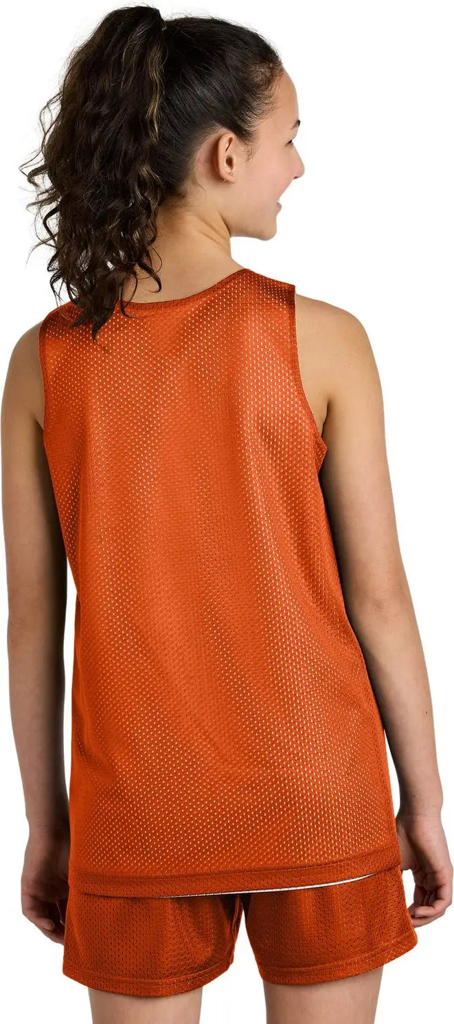 Sport-tek Yst5000 Youth Posicharge Reversible Mesh Tank - Deep Orange White