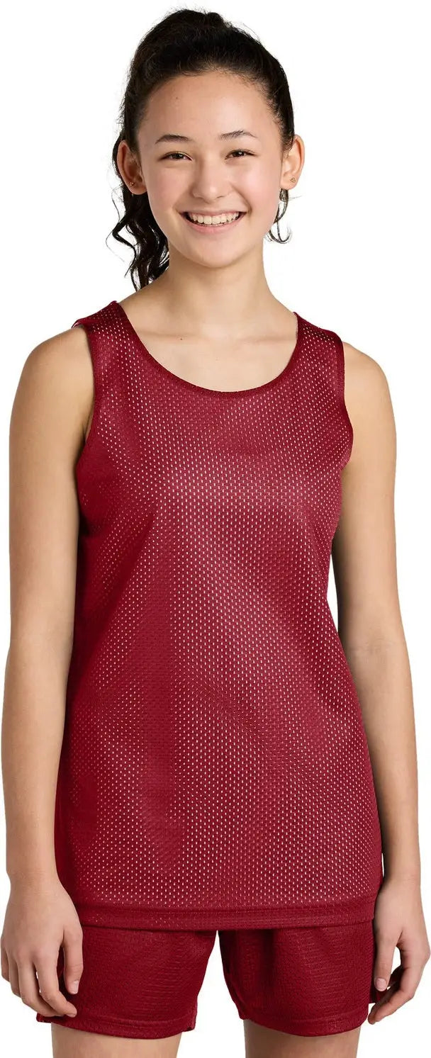 Sport-tek Yst5000 Youth Posicharge Reversible Mesh Tank - Deep Red White - Red/ / Xs