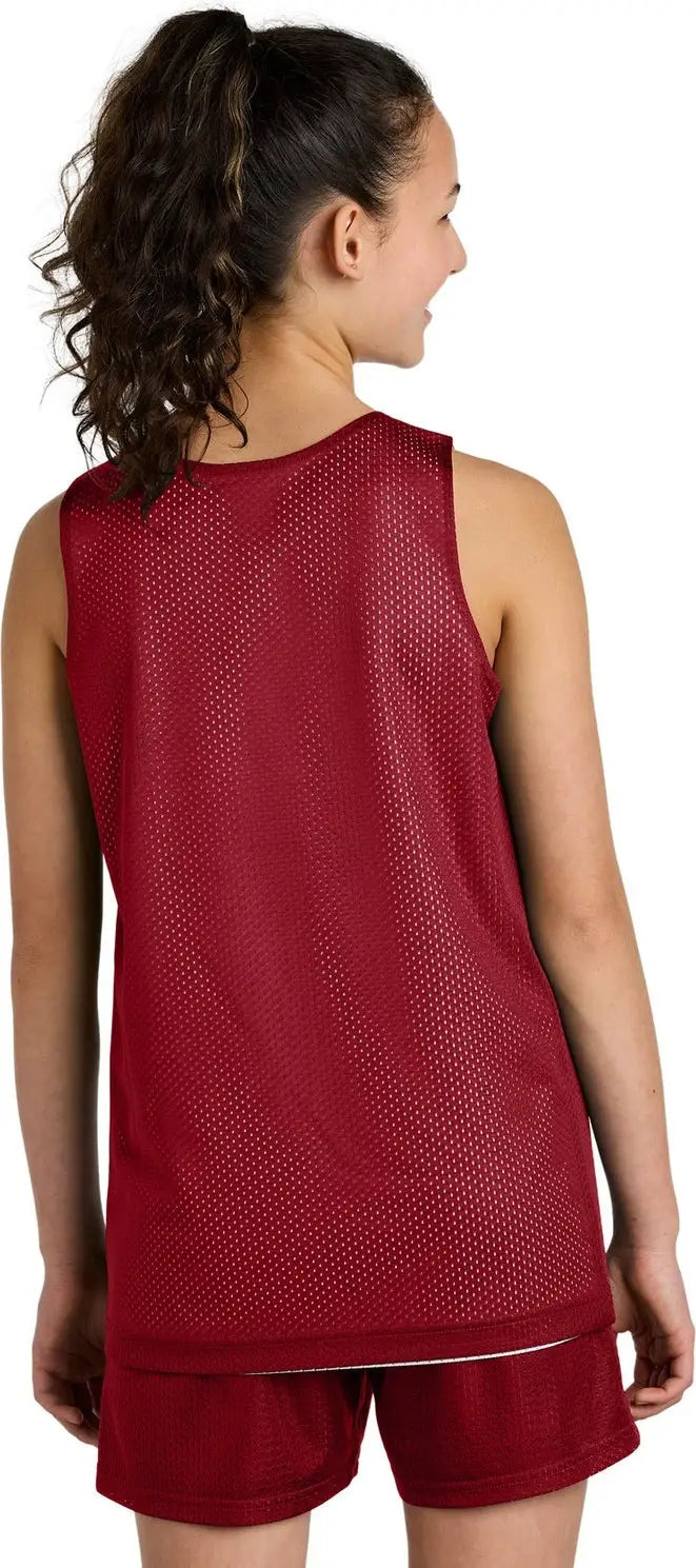 Sport-tek Yst5000 Youth Posicharge Reversible Mesh Tank - Deep Red White