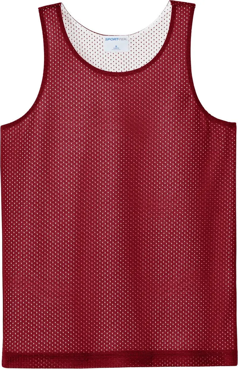 Sport-tek Yst5000 Youth Posicharge Reversible Mesh Tank - Deep Red White