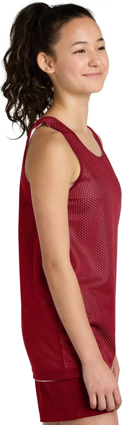 Sport-tek Yst5000 Youth Posicharge Reversible Mesh Tank - Deep Red White