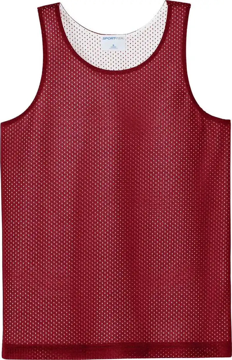 Sport-tek Yst5000 Youth Posicharge Reversible Mesh Tank - Dprd/wht