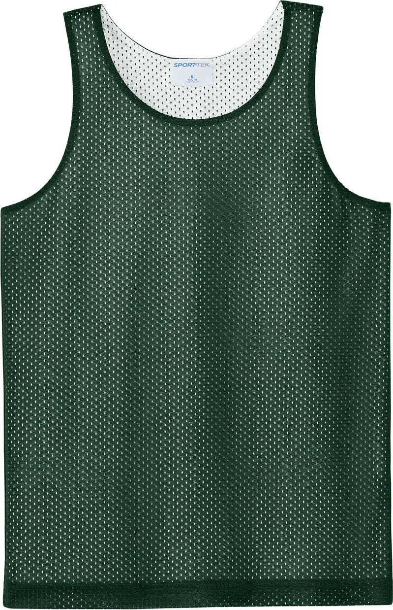 Sport-tek Yst5000 Youth Posicharge Reversible Mesh Tank - Forest Green White