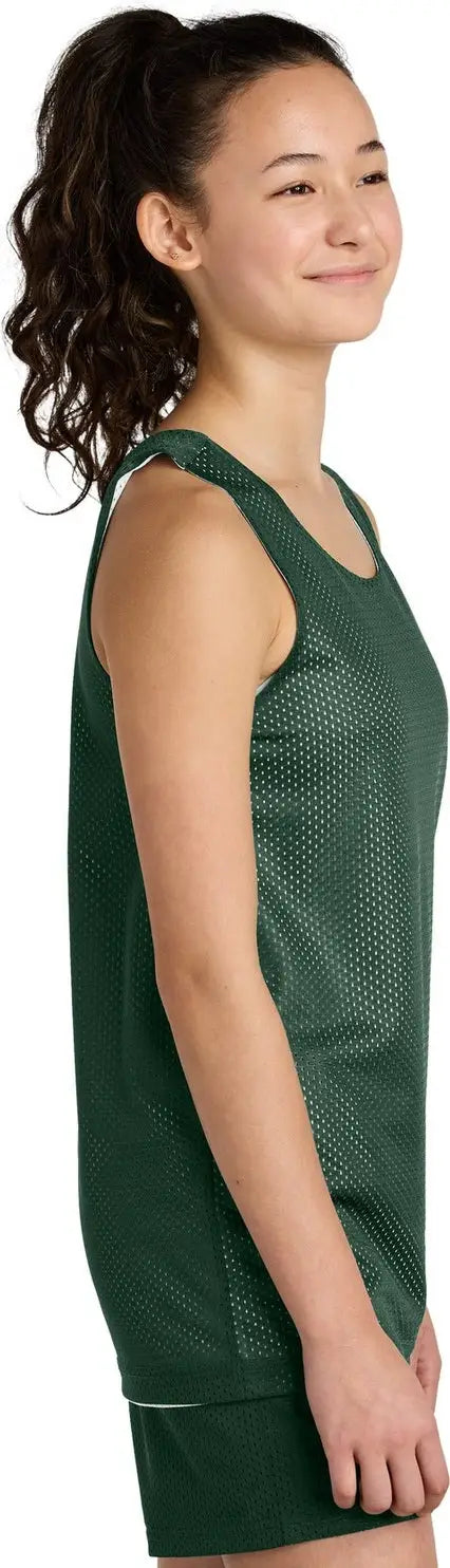 Sport-tek Yst5000 Youth Posicharge Reversible Mesh Tank - Forest Green White